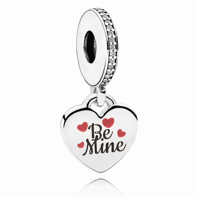 Pandora Be Mine Dangle Charm Ireland - Sterling Silver/Cubic Zirconia/Enamel - 904576TZK